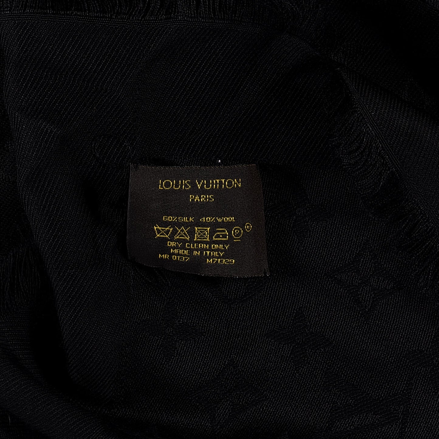 Silk Wool Monogram Shawl Black