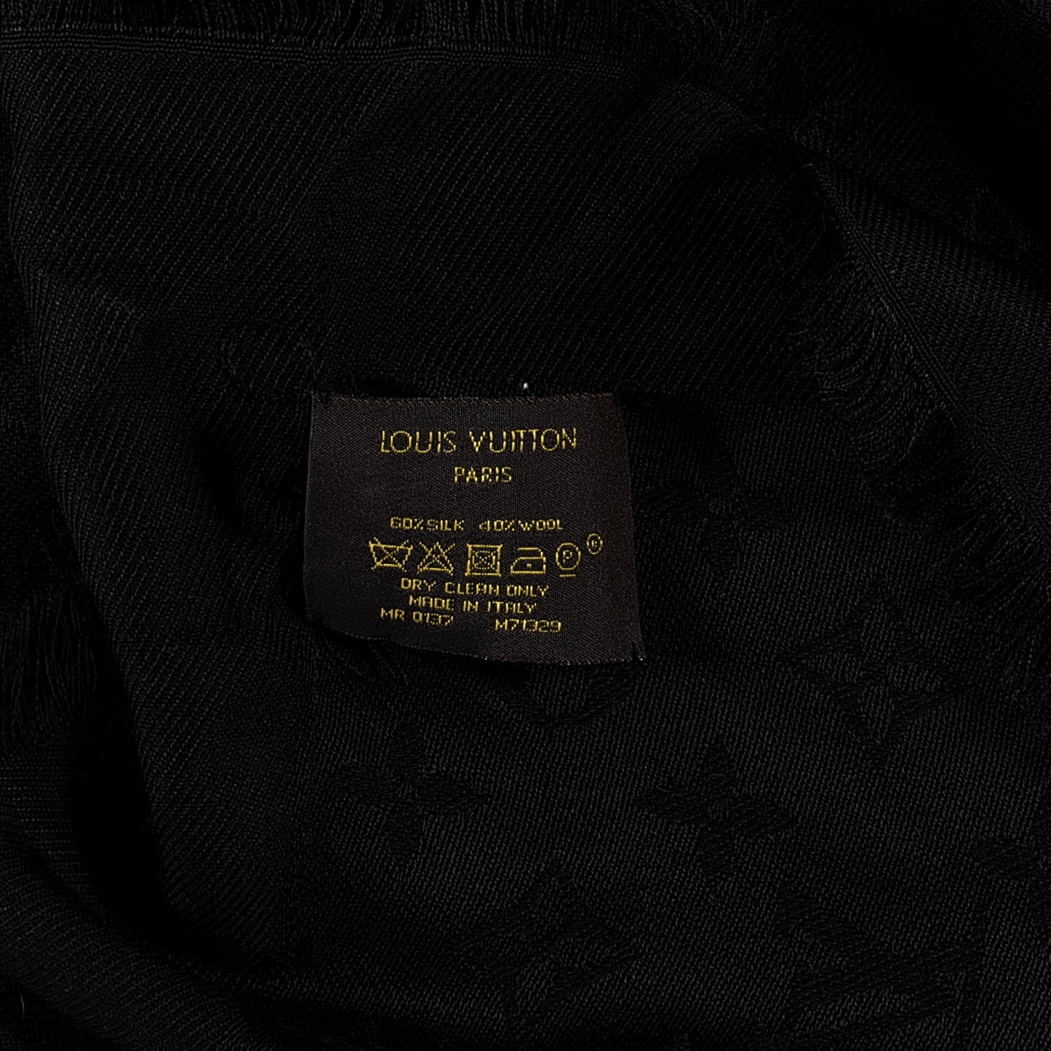 Louis Vuitton Silk Wool Monogram Shawl Black 3 of 3
