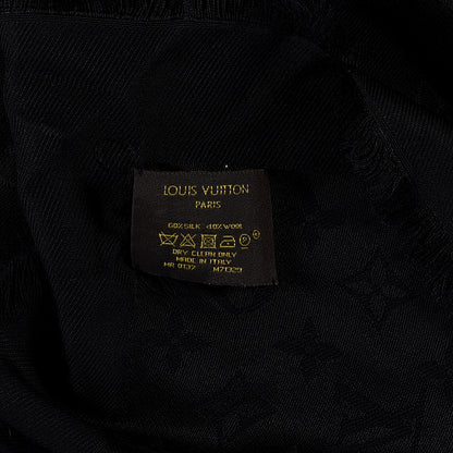 Louis Vuitton Silk Wool Monogram Shawl Black 3 of 3