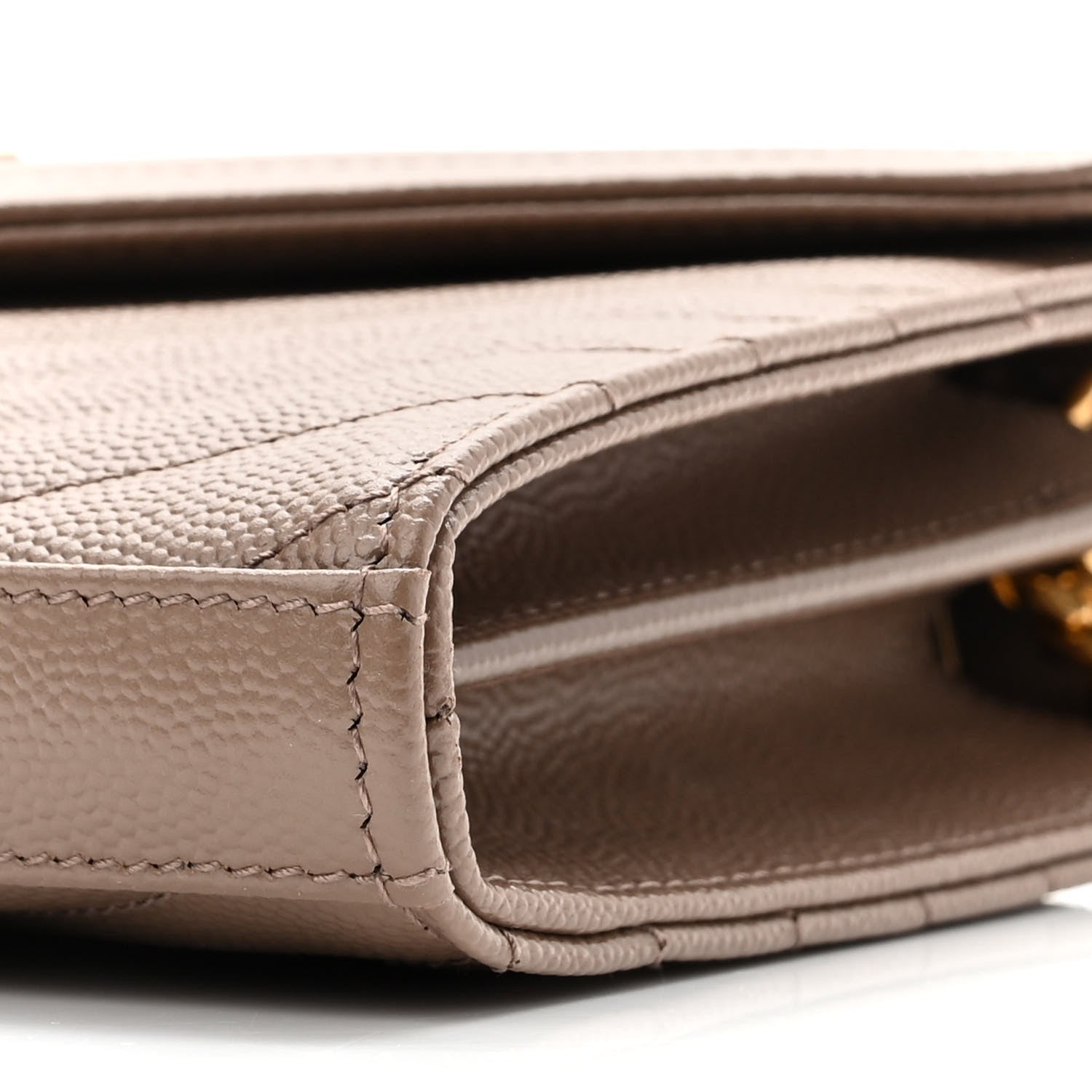Saint Laurent Grain De Poudre Matelasse Chevron Monogram Chain Wallet Taupe 9 of 9
