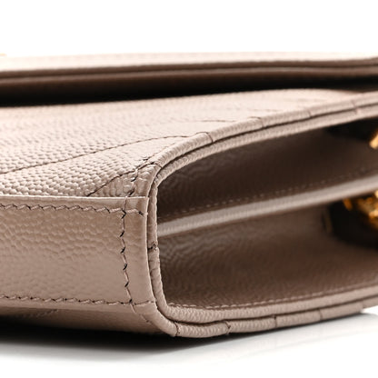 Saint Laurent Grain De Poudre Matelasse Chevron Monogram Chain Wallet Taupe 9 of 9