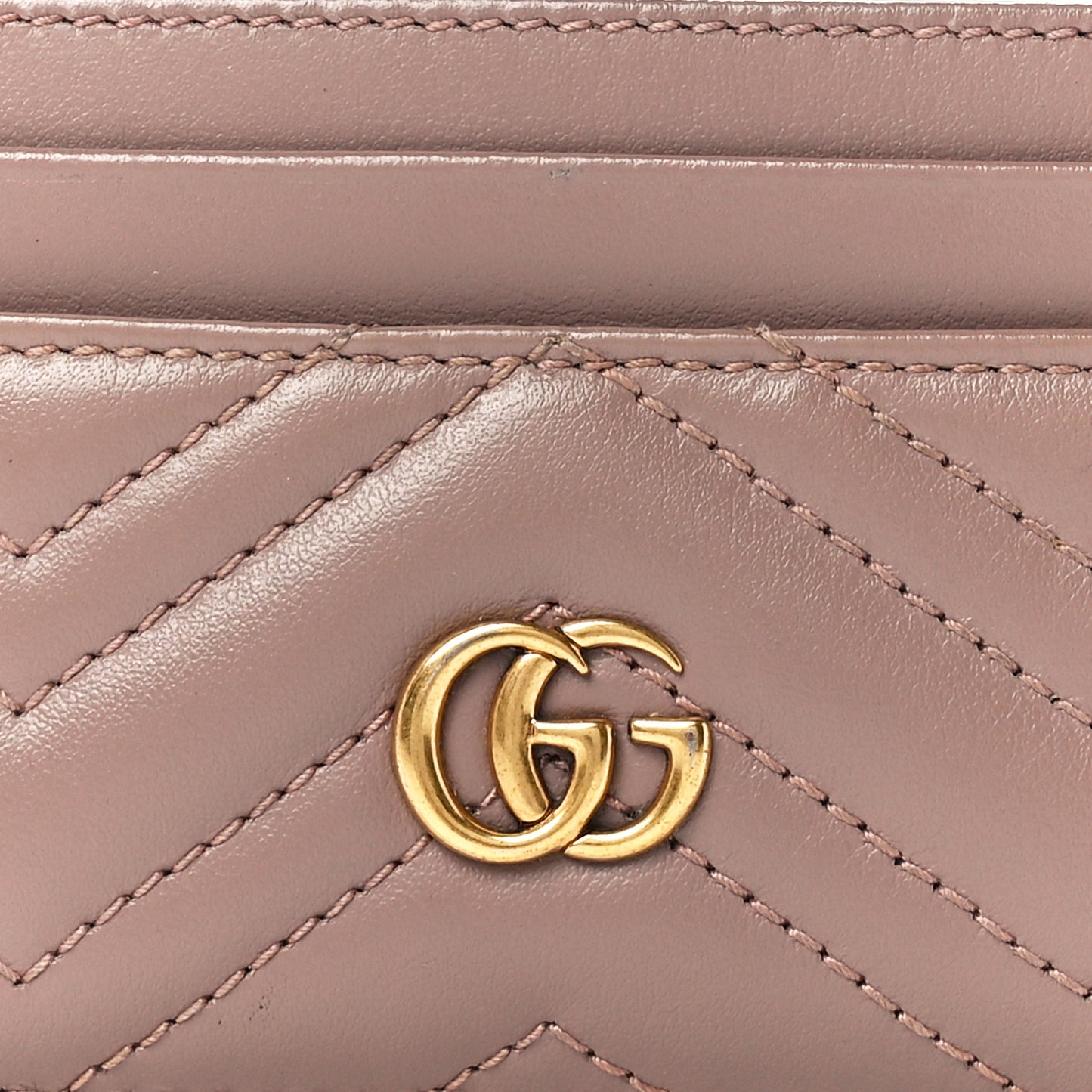Calfskin Matelasse GG Marmont Card Holder Porcelain Rose