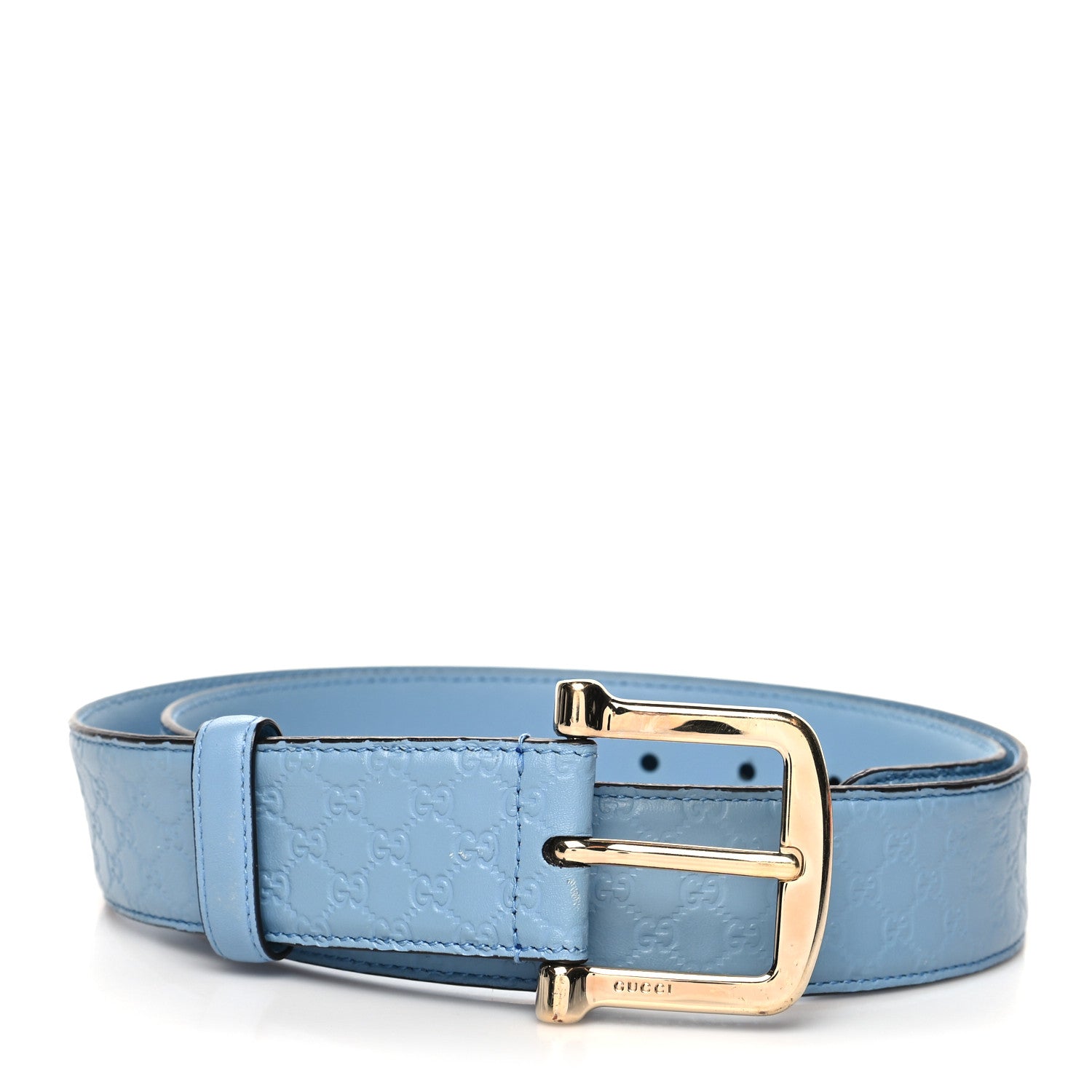 Gucci Soft Microguccissima Margaux Calfskin Belt 95 38 Mineral Blue 1 of 6