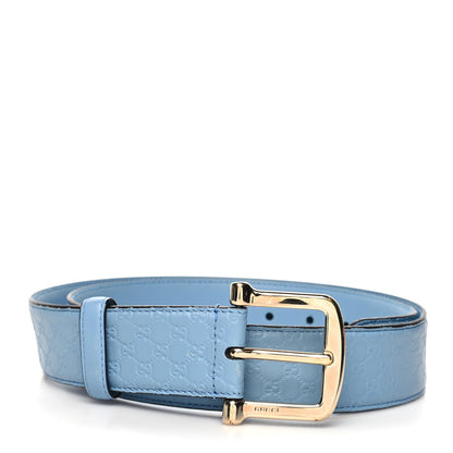 Gucci Soft Microguccissima Margaux Calfskin Belt 95 38 Mineral Blue 1 of 6
