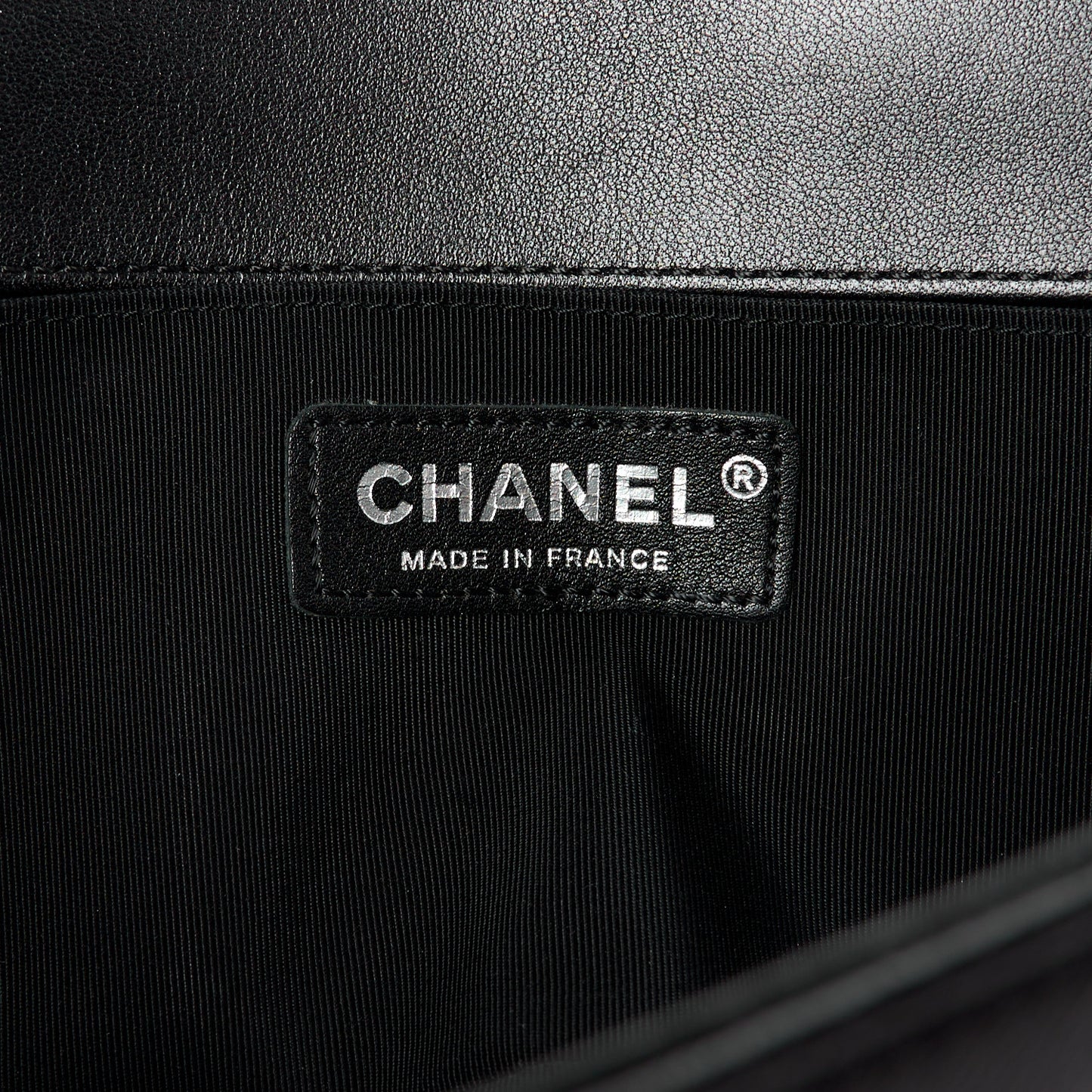 Calfskin Patent Braided Medium Boy Flap Black