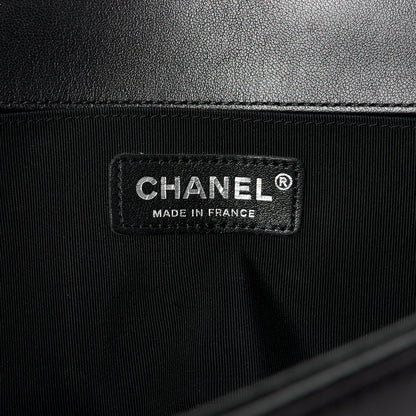 Chanel Calfskin Patent Braided Medium Boy Flap Black 6 of 10