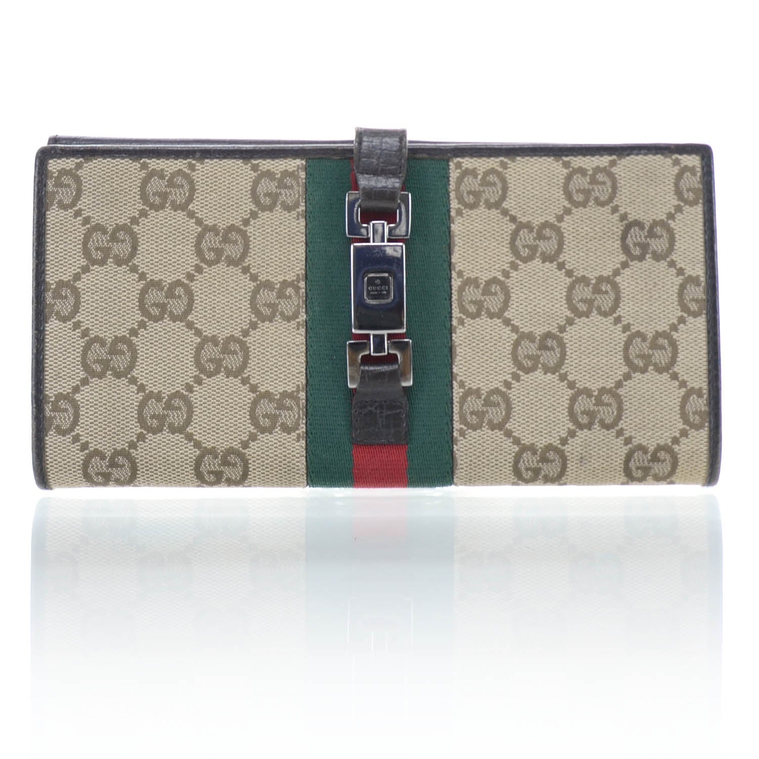 Gucci Monogram Calfskin Web Blake Continental Wallet Brown 1 of 12