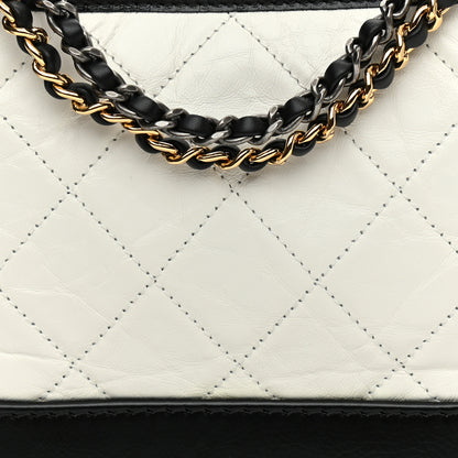 Chanel Aged Calfskin Quilted Small Gabrielle Hobo Black White 8 of 8