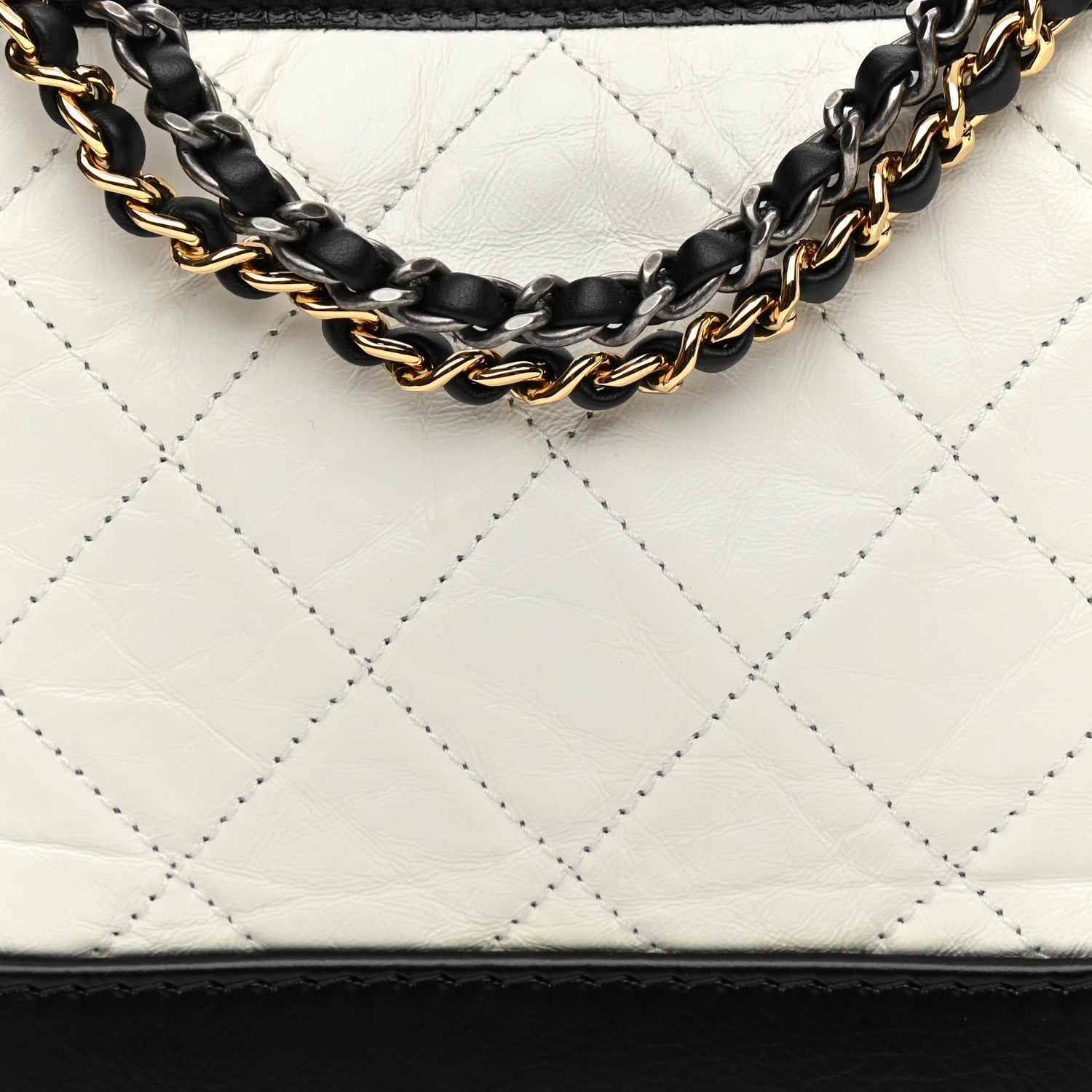 Chanel Aged Calfskin Quilted Small Gabrielle Hobo Black White 8 of 8