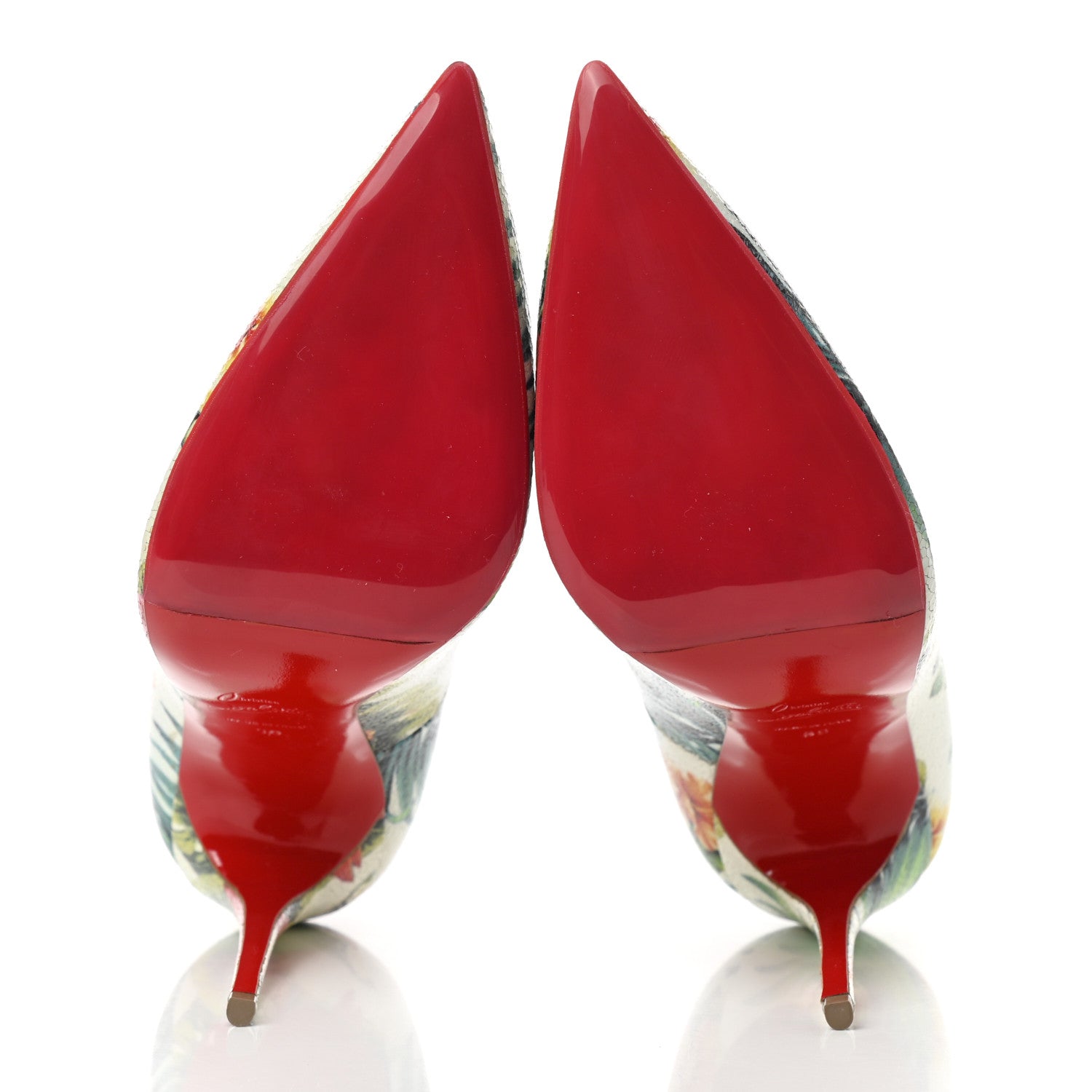 Christian Louboutin Crackled Calfskin Hawaii Print So Kate 120 Pumps 39 White Multi 5 of 9