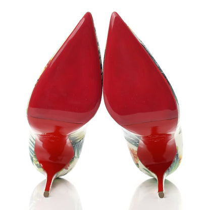 Christian Louboutin Crackled Calfskin Hawaii Print So Kate 120 Pumps 39 White Multi 5 of 9