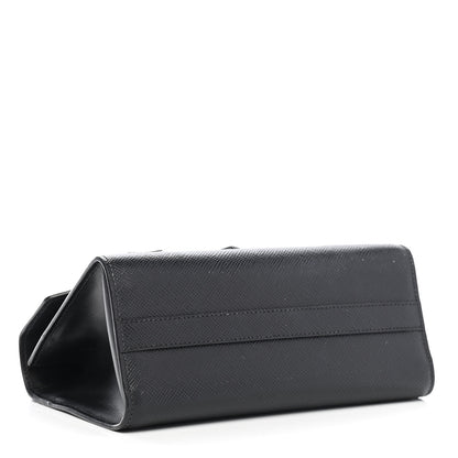 Prada Saffiano Cuir Calfskin Monochrome Robot Patches Envelope Flap Chain Shoulder Bag Black 4 of 8