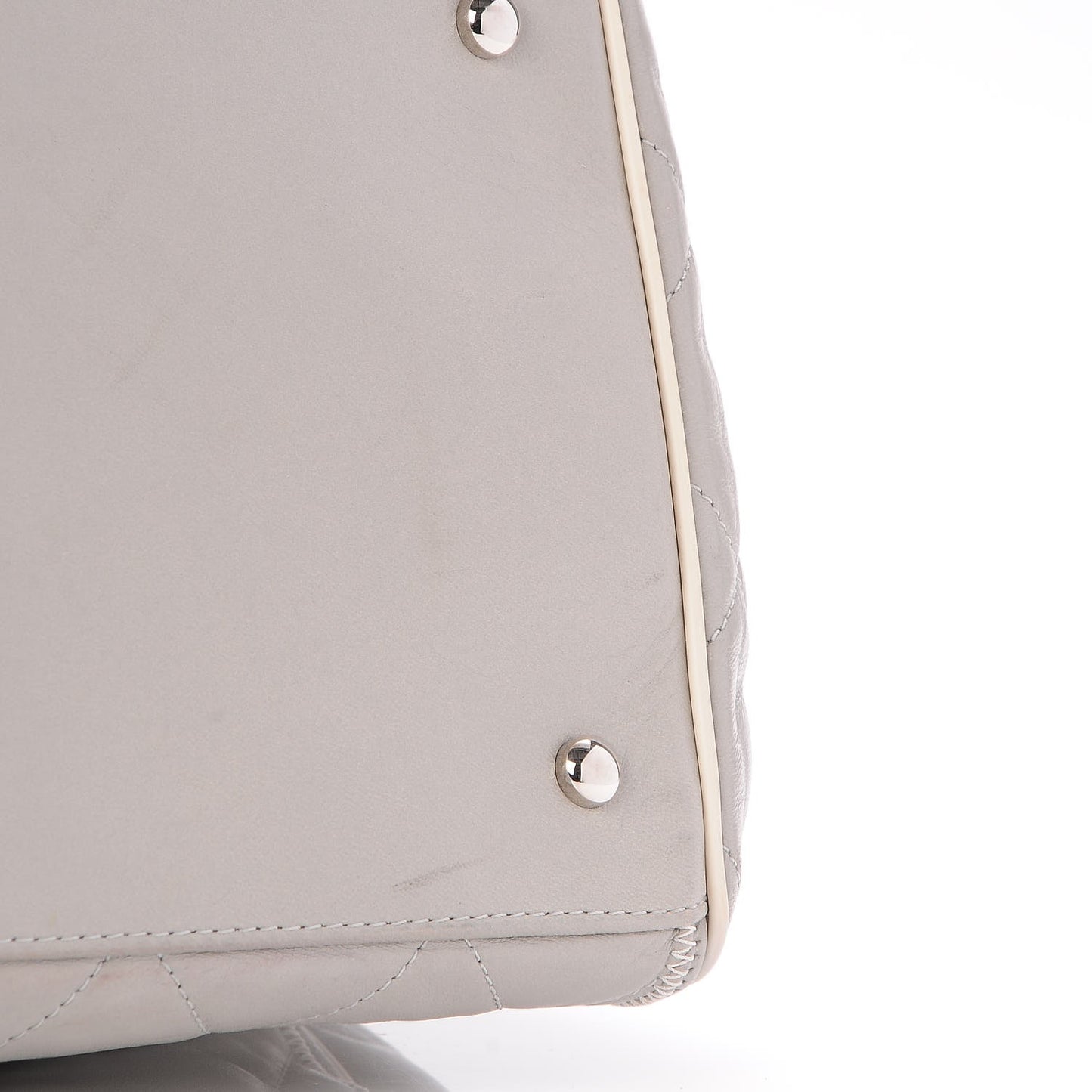 Glazed Lambskin Quilted North South Large Tote Grey