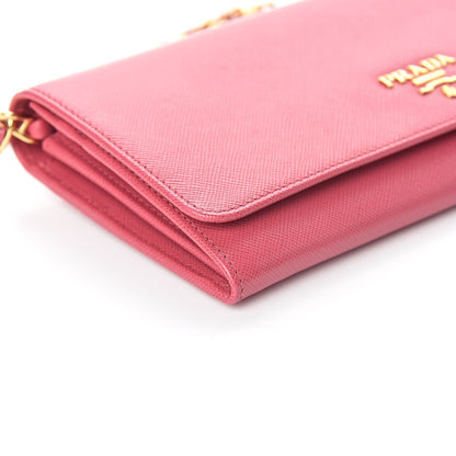 Prada Saffiano Metal Oro Chain Wallet Peonia 6 of 8