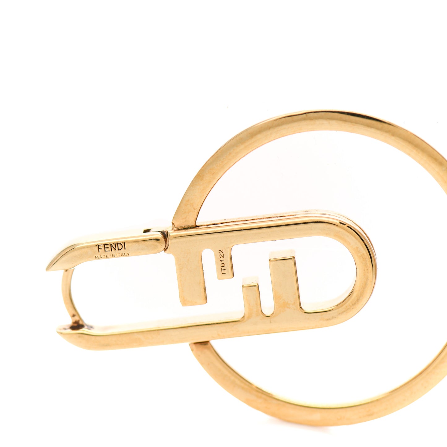 Metal FF O'Lock Hoop Earrings Gold