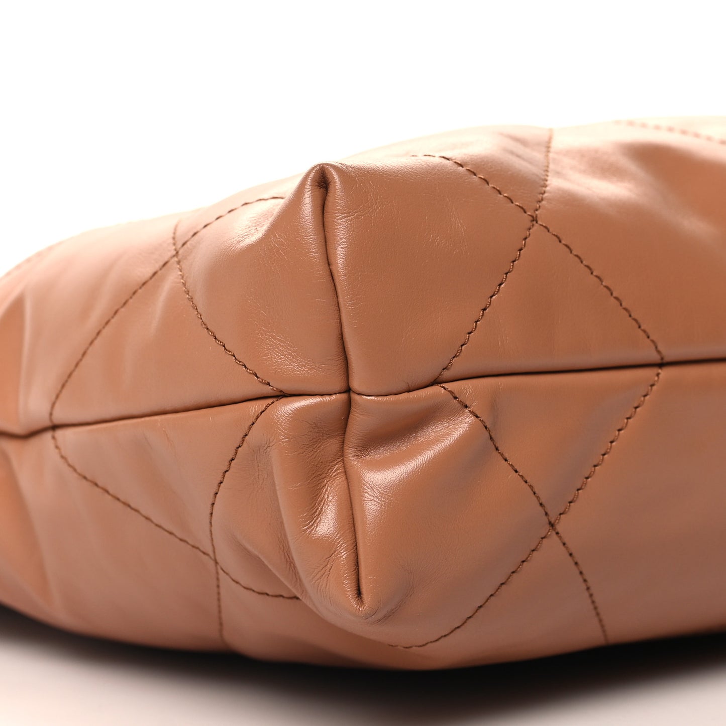 Shiny Calfskin Quilted Small Chanel 22 Camel