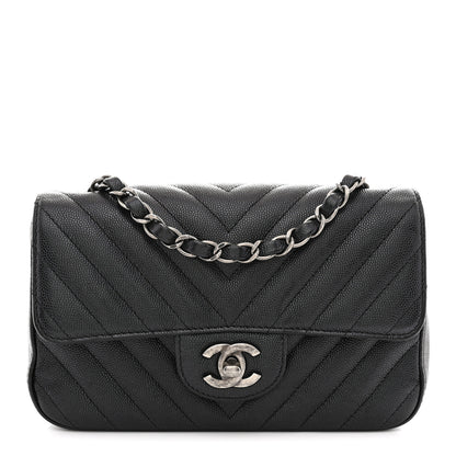 Chanel Iridescent Caviar Chevron Quilted Mini Rectangular Flap Black 1 of 10
