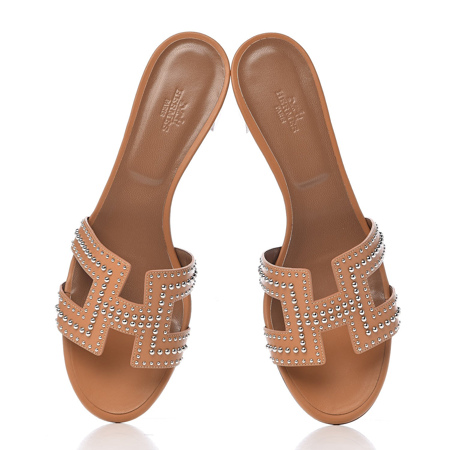 Hermes Calfskin Studded Oasis Sandals 41 Natural 9 of 10