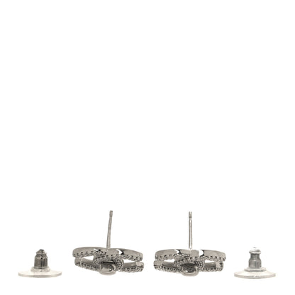 Chanel Crystal CC Turnlock Earrings Silver 3 of 5