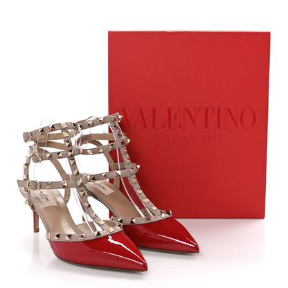 Valentino Garavani Patent Nappa Rockstud Ankle Strap 65mm Pumps 40 Rosso Valentino Poudre 9 of 9