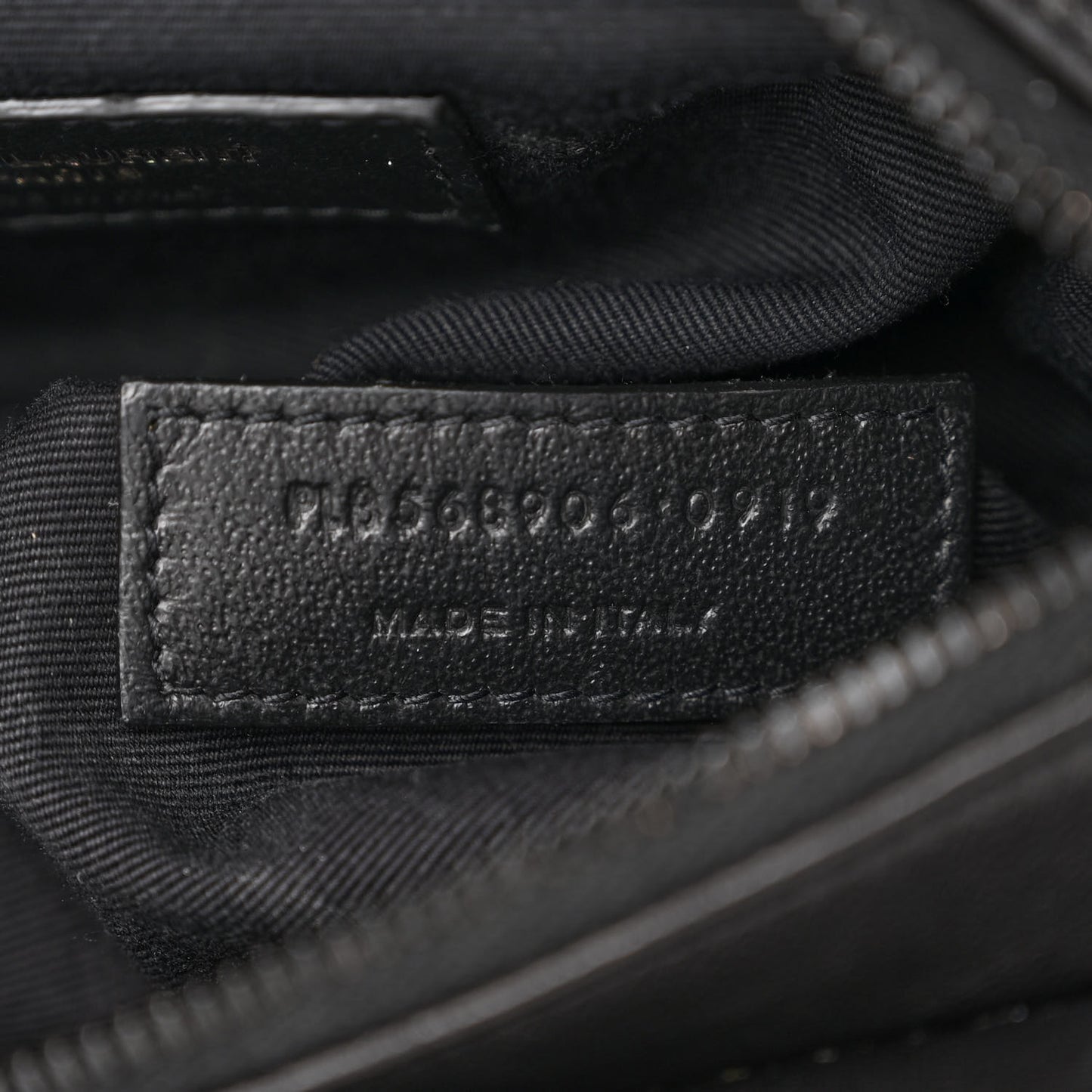Lambskin Diamond Quilted Monogram Angie Chain Bag Black