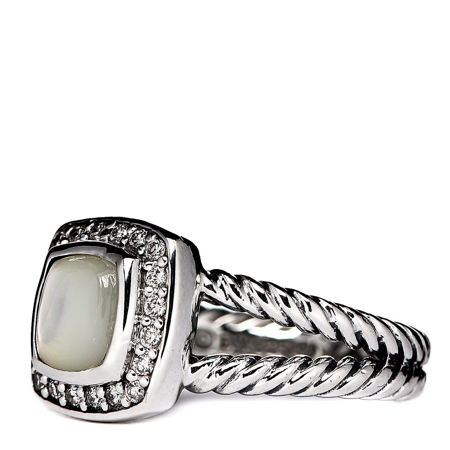 Sterling Silver Diamond Mother of Pearl 7mm Petite Albion Ring 51 5.75