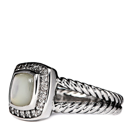 David Yurman Sterling Silver Diamond Mother of Pearl 7mm Petite Albion Ring 51 5.75 2 of 4