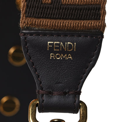 Fendi Ribbon Vitello Century FF 1974 Flat Studded Strap You Fango Marrone Ebano 3 of 5