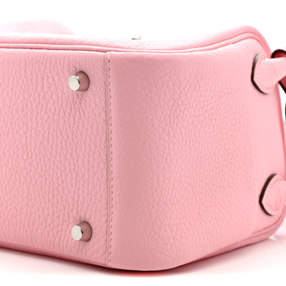 Hermes Taurillon Clemence Verso Mini Lindy 20 Rose Sakura Gris Perle 9 of 10