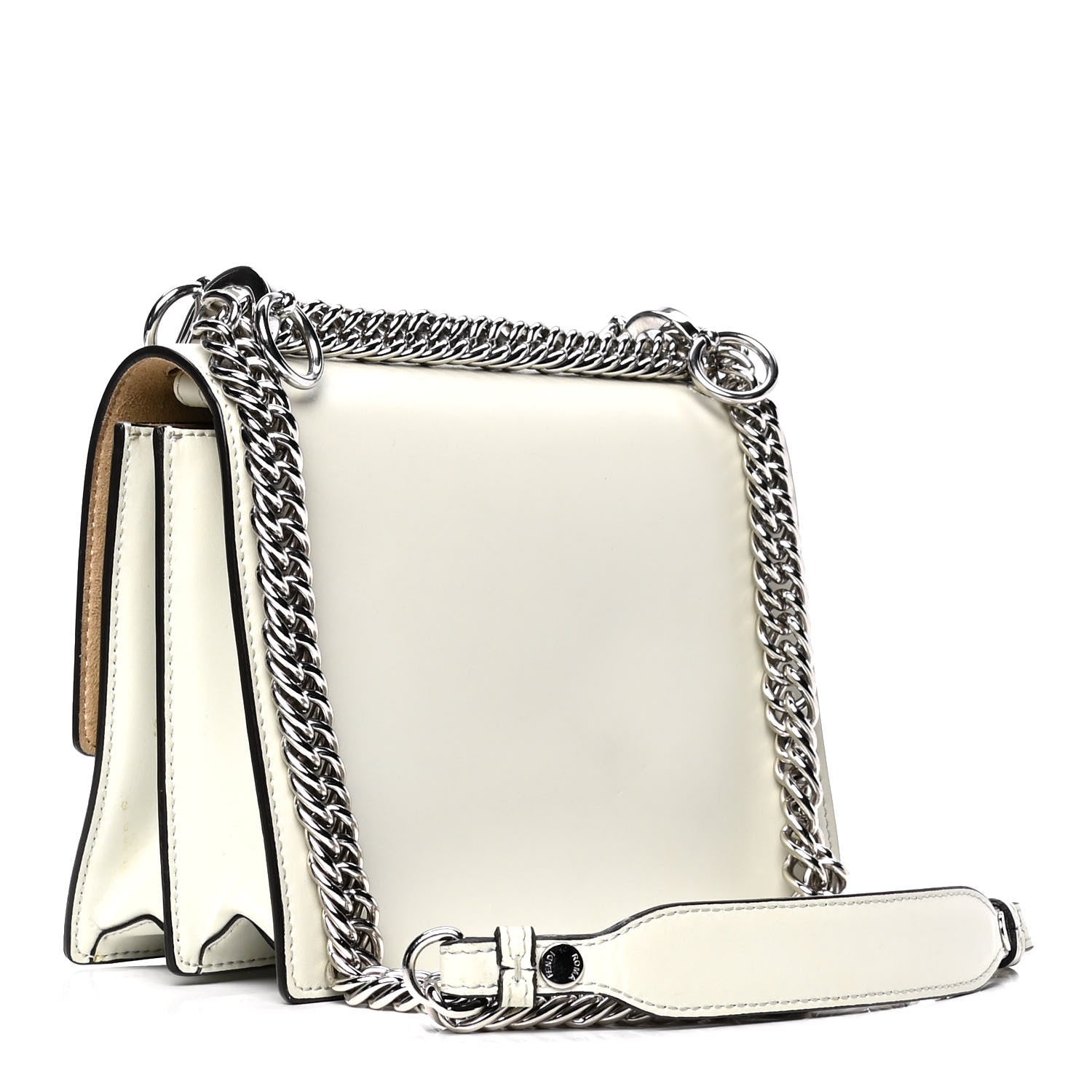 Fendi Vitello Liberty Studded Small Kan I Shoulder Bag Bianco 2 of 6