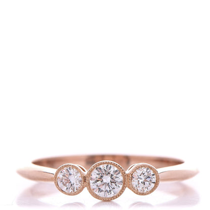 Tiffany 18K Rose Gold Diamond Three Stone Milgrain Ring 52 6 1 of 6