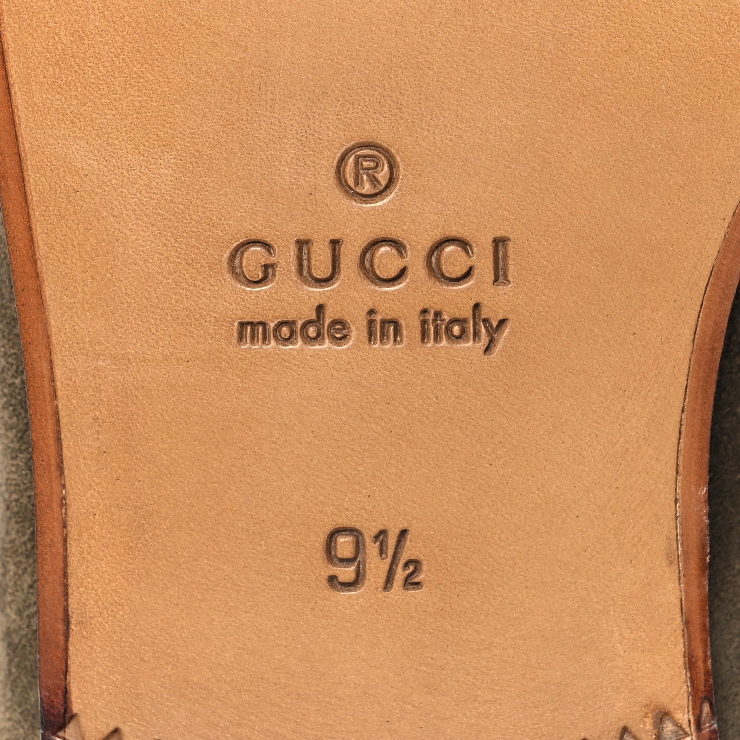 Gucci Suede Horsebit Mens Jordaan Loafers 9.5 Olive Green 8 of 10