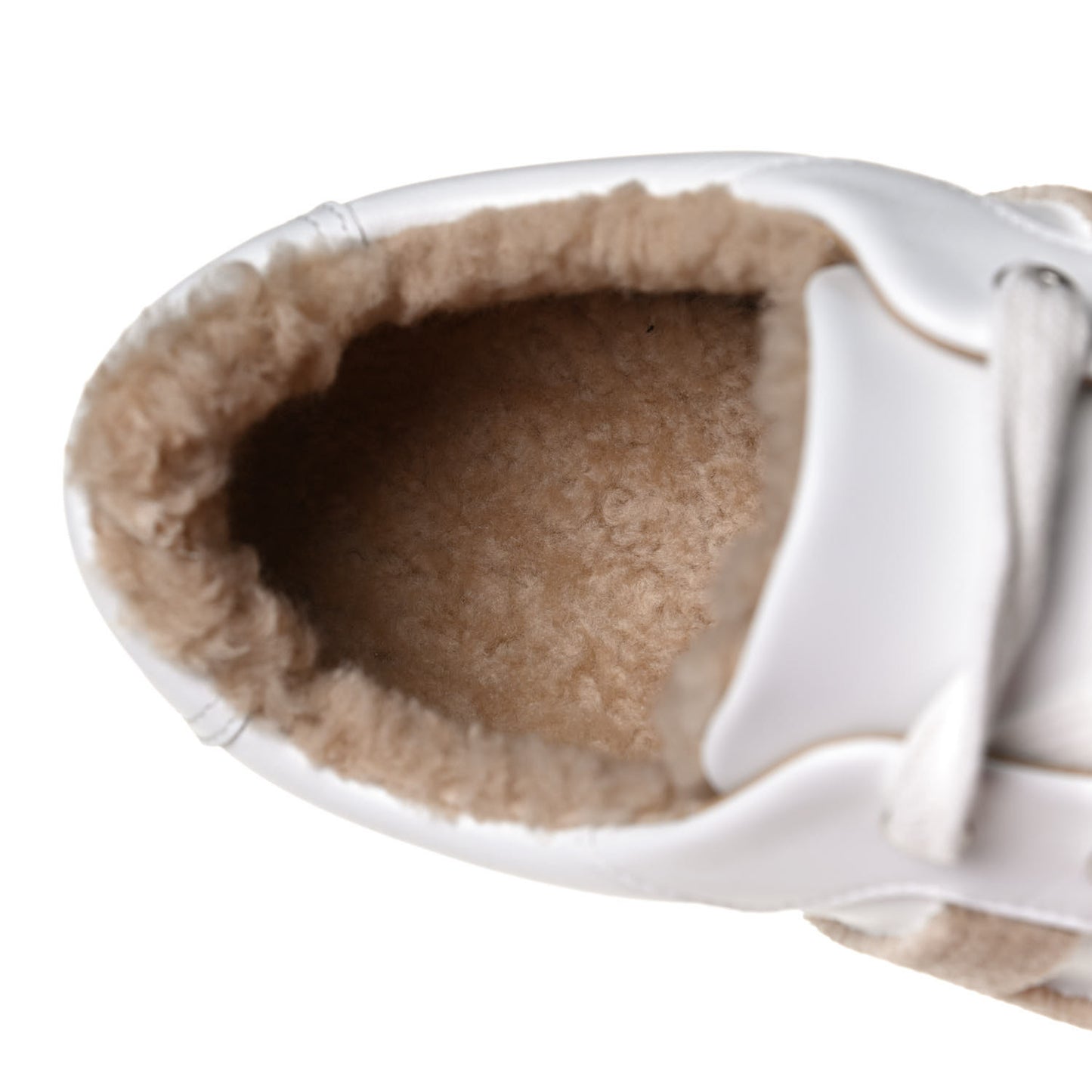 Calfskin Shearling Womens Avantage Sneakers 39.5 White Ecru