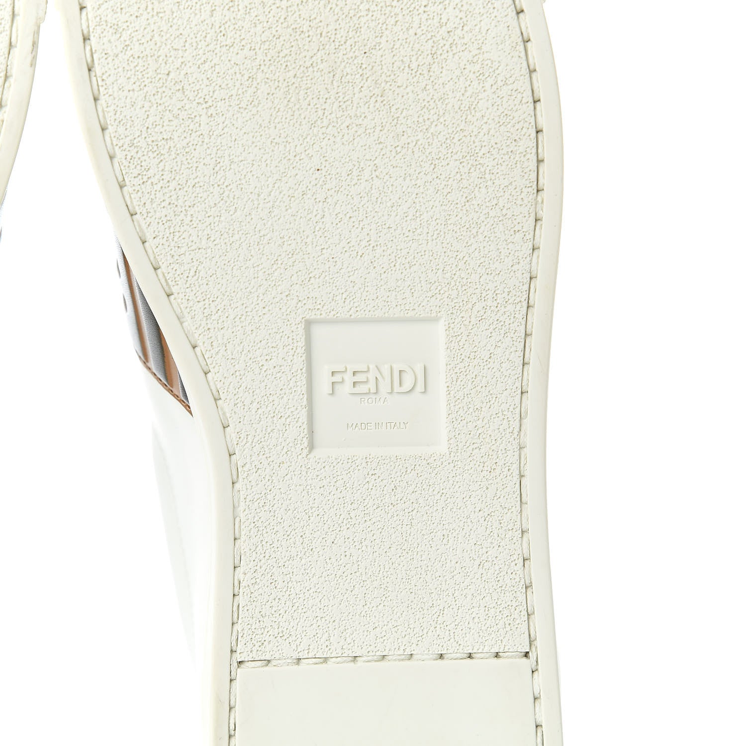 Fendi Vitello FF Embossed Pearland Slip On Sneakers 40 White Tobacco Moro 6 of 9