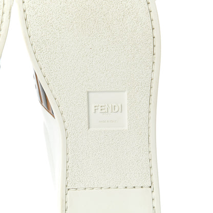 Fendi Vitello FF Embossed Pearland Slip On Sneakers 40 White Tobacco Moro 6 of 9