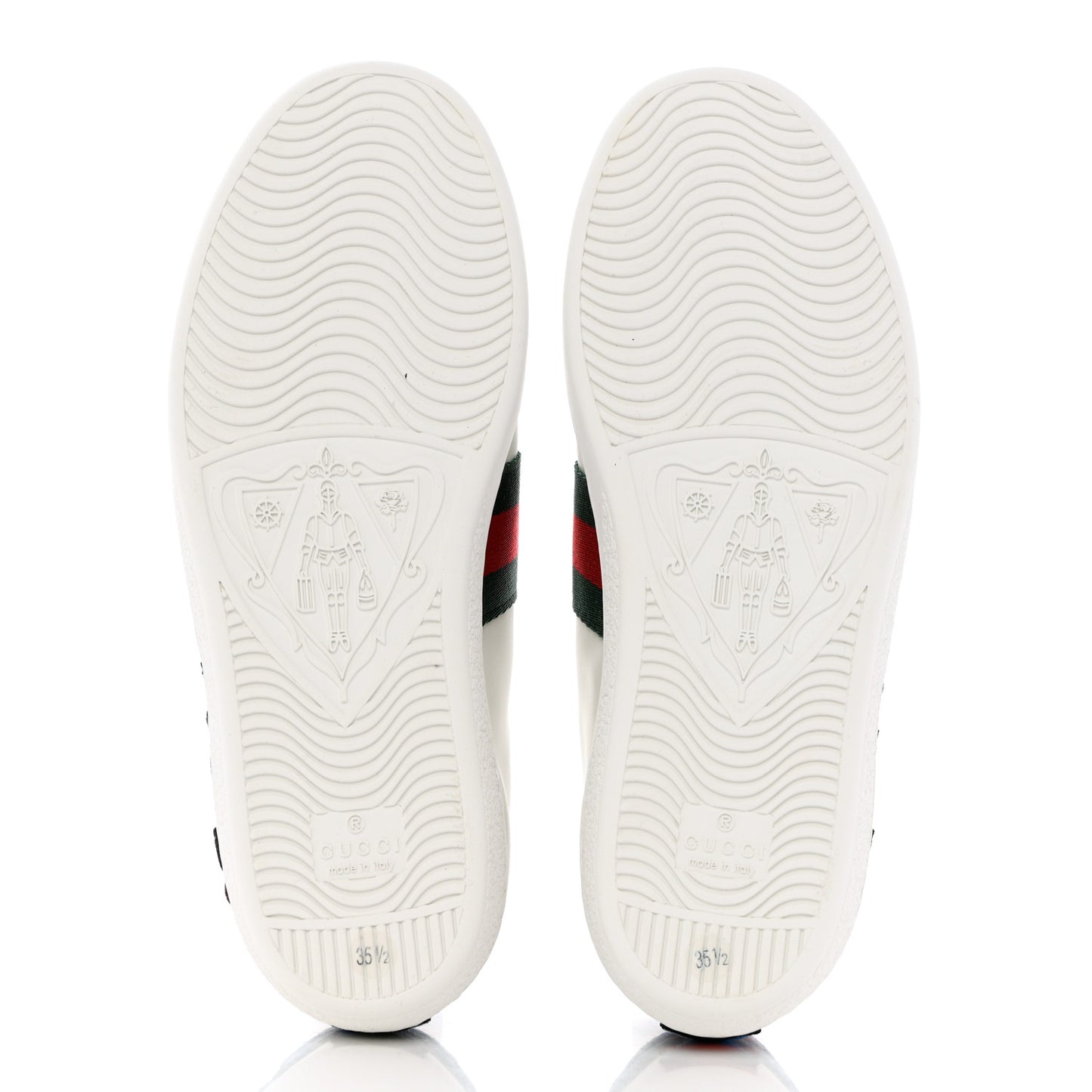 Calfskin Web Floral Embroidered Womens Ace Sneakers 35.5 White