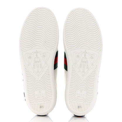 Gucci Calfskin Web Floral Embroidered Womens Ace Sneakers 35.5 White 5 of 9