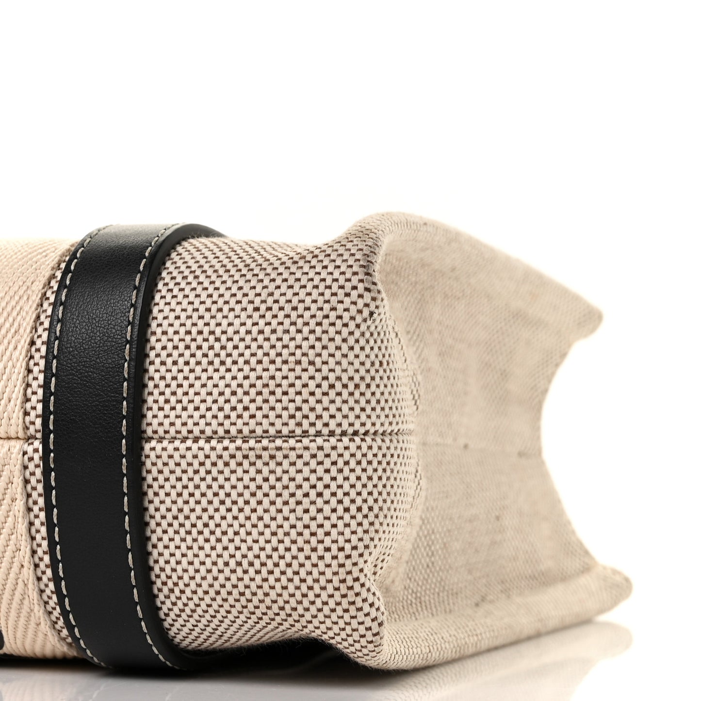 Cotton Calfskin Small Woody Ribbon Tote White