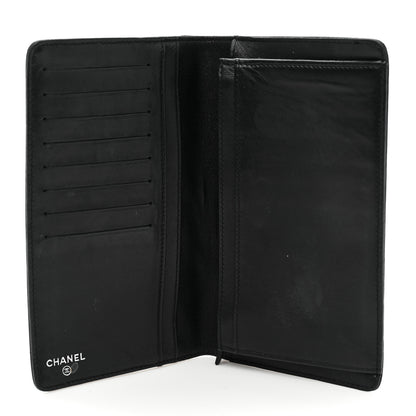 Chanel Lambskin Camellia Embossed Yen Wallet Black 5 of 9