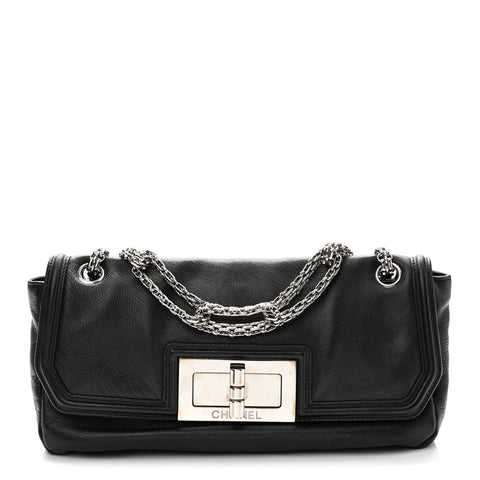 Grained Calfskin Mademoiselle Lock Bijoux Chain Flap Black
