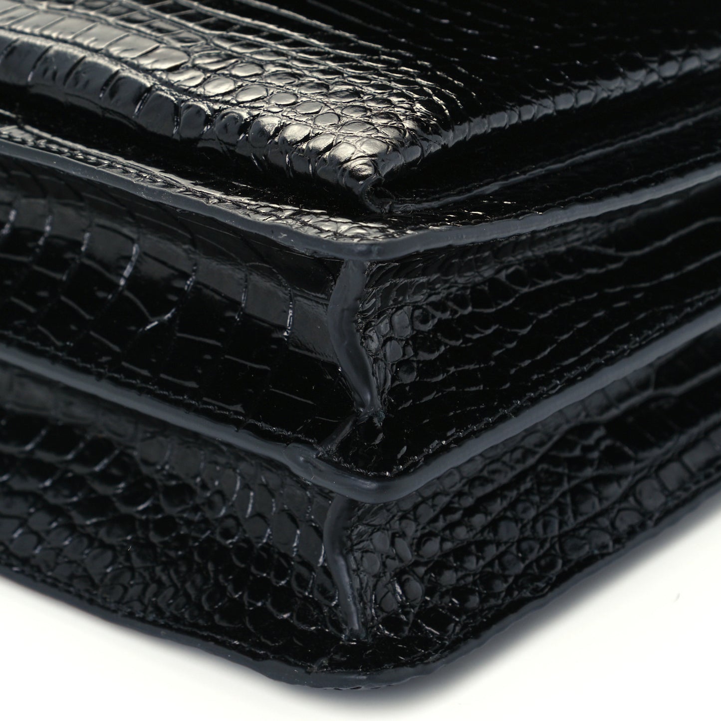 Calfskin Crocodile Embossed Medium Monogram Sunset Black