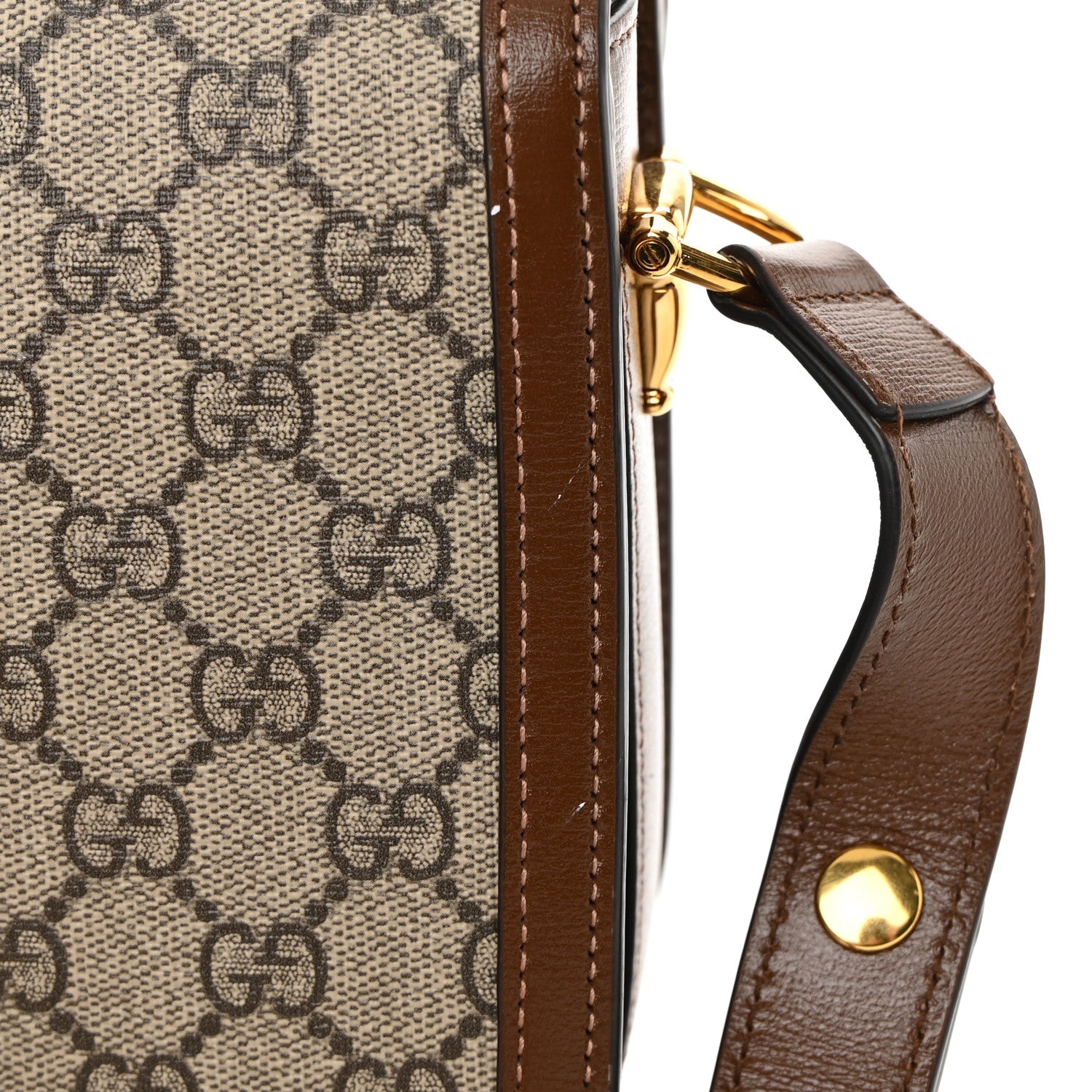 Gucci GG Supreme Monogram Horsebit 1955 Shoulder Bag Beige Brown Sugar 13 of 15