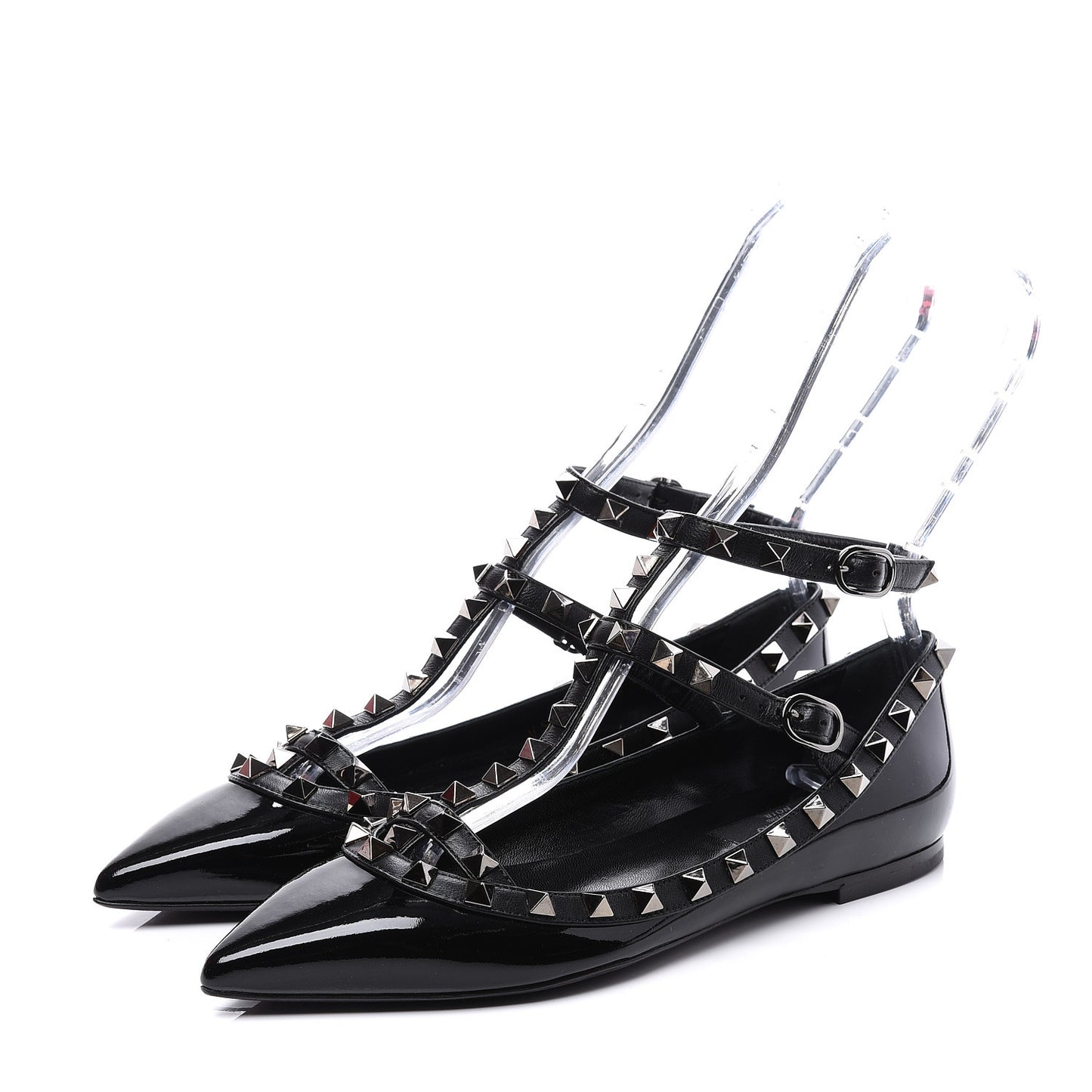 Patent Rockstud Cage Ballerina Flats 36 Black