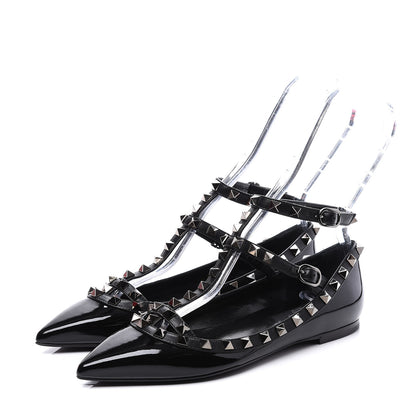 Valentino Garavani Patent Rockstud Cage Ballerina Flats 36 Black 2 of 11