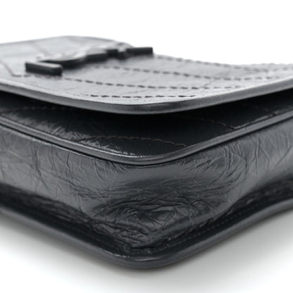 Saint Laurent Crinkled Calfskin Matelasse Monogram Niki Chain Wallet Dark Smog 10 of 11
