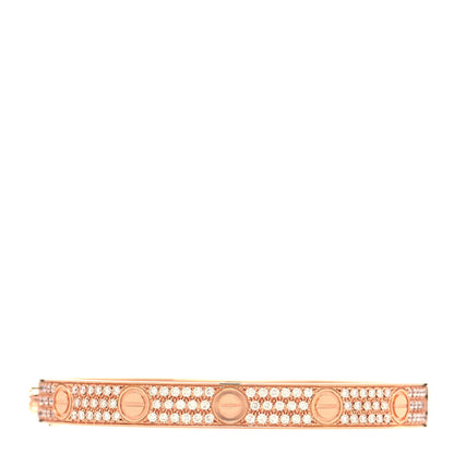 Cartier 18K Pink Gold Diamond LOVE Paved Bracelet 16 1 of 5