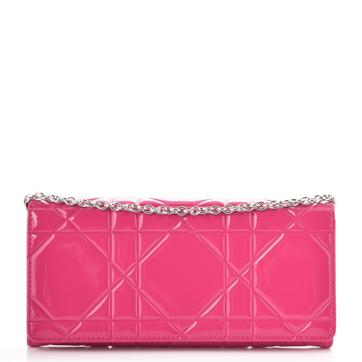 Christian Dior Patent Cannage Rendez-vous Chain Wallet Fuchsia 1 of 8
