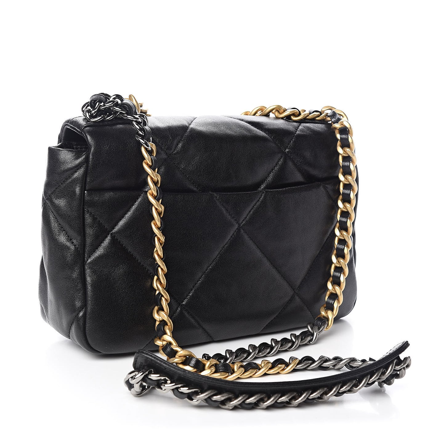 Goatskin Quilted Medium 19 Flap Black
