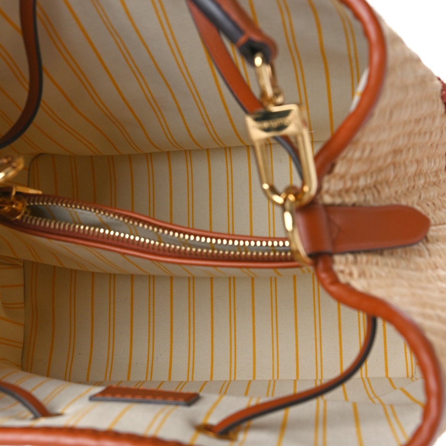 Raffia Calfskin Monogram Neonoe MM Tan