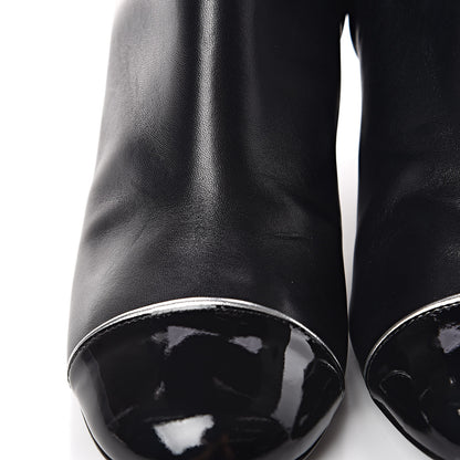 Chanel Lambskin Patent Calfskin Cap Toe Short Boots 37.5 Black 11 of 13